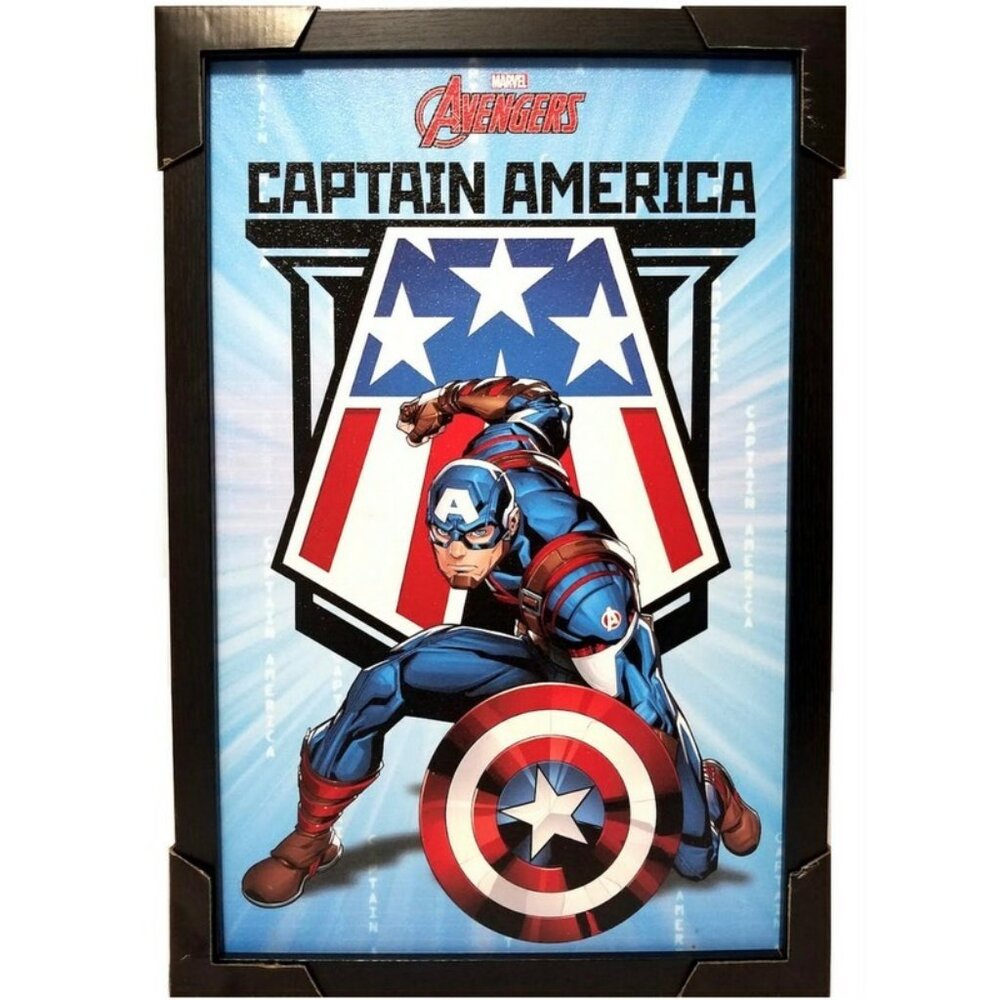 Pyramid America Marvel Captain America 18 x 12 Wood Art Framed Poster Wall - NEW